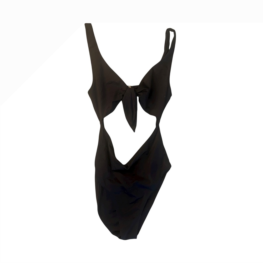 Zara Black Cutout One Piece Swimsuit Tie Front Monokini‎